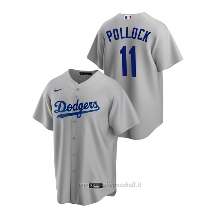 Maglia Baseball Uomo Los Angeles Dodgers A.j. Pollock Replica Alternato Grigio